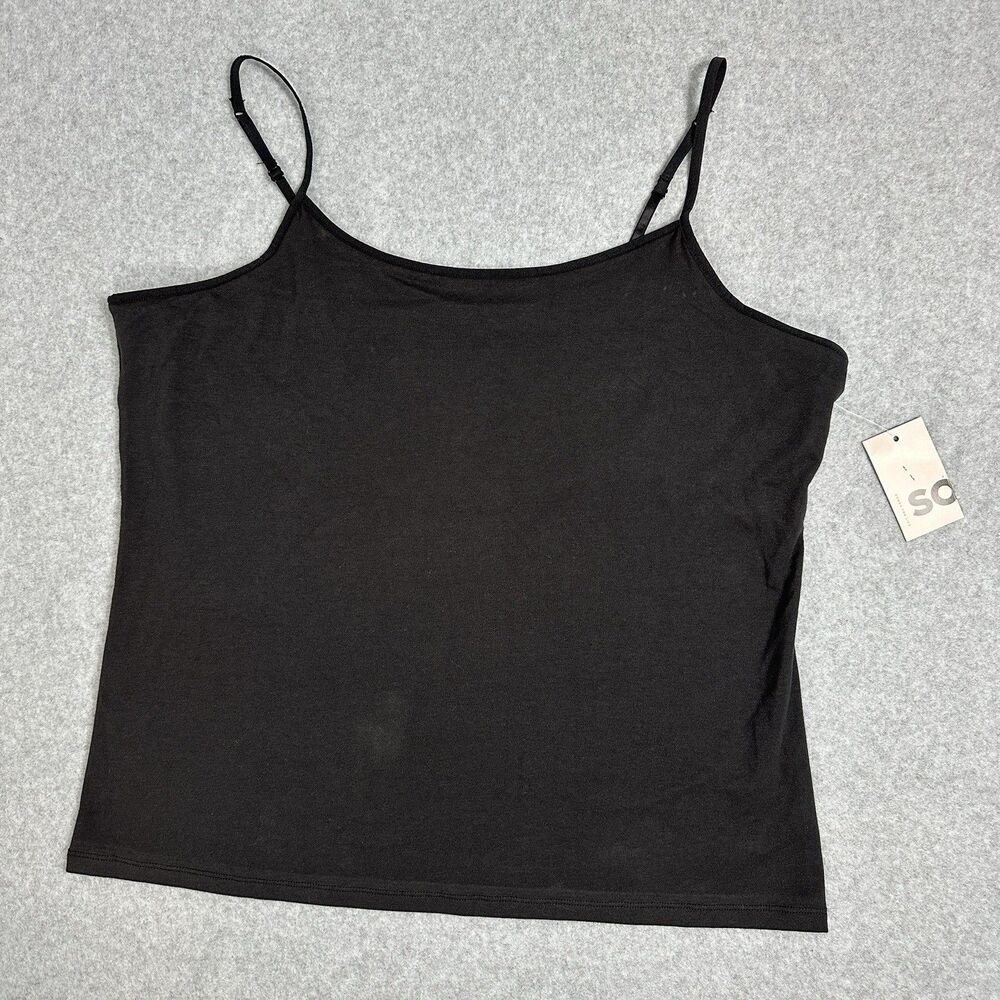 NWT SO Junior’s Plus Size 2X Cotton Solid Black Tank Top Activewear